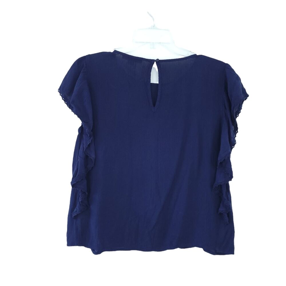 NEW American Eagle Top Small Navy Blue Boho Embroidered Short Sleeve Festival - Picture 4 of 5